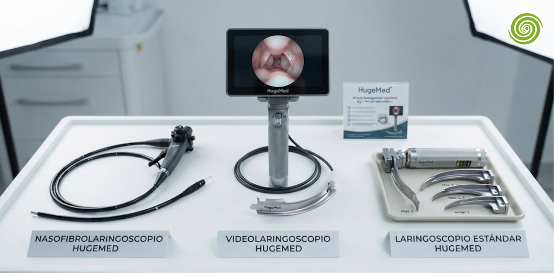 Nasofibrolaringoscopio, videolaringoscopio y laringoscopio